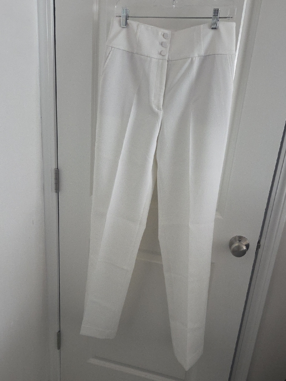 White House Black Market Women's White Straight-Leg High-Rise Pants Size 6R NWT